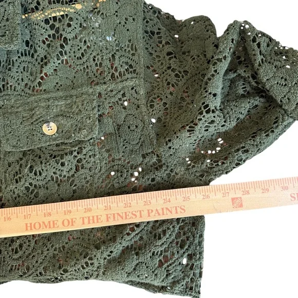 Bibi dark green oversized lace button-down shacket Size Large - Picture 3 of 6